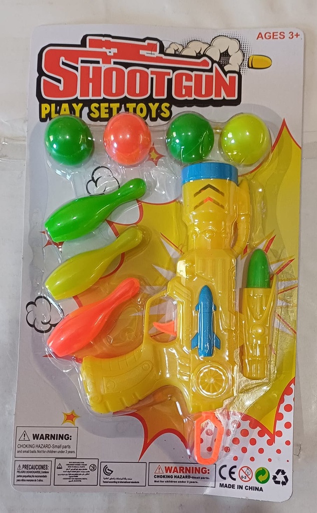 PISTOLA LANZA BOLAS Y BOLOS EN BLISTER