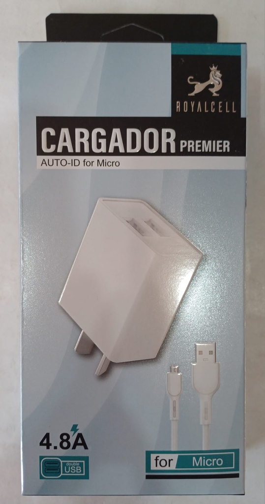 CARGADOR V8 4.8A 2USB ROYALCELL MICRO USB
