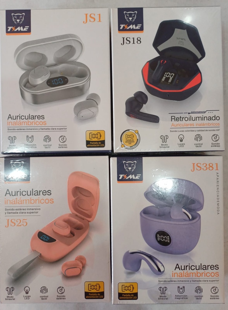 AURICULARES INALAMBRICOS TIME VARIOS MODELOS