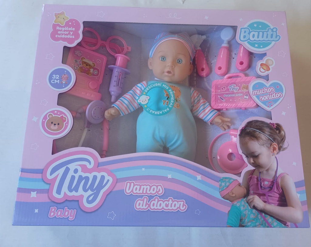 TINY BEBOTE DOCTORA C/SONIDO Y ACCESORIOS 32CM