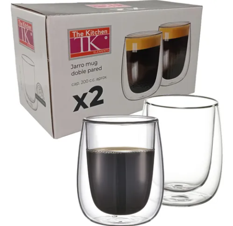 JARRO MUG VIDRIO DOBLE PARED 200C