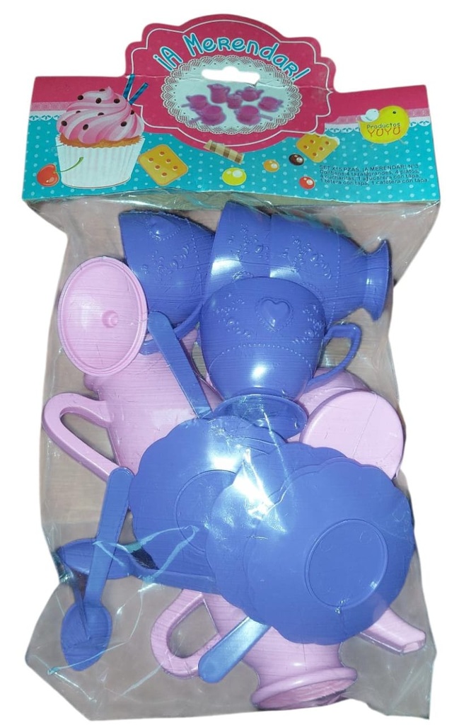 JUEGUITO DE TE Y CAFE X15 PZAS. N3 ROSA Y VIOLETA