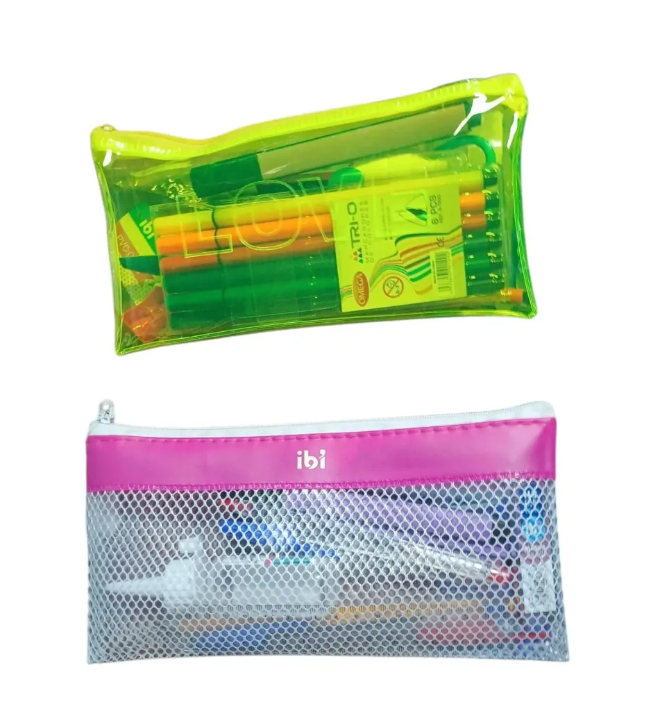 🔵CARTUCHERA IBICRAFT PVC CIERRE C/UTILES