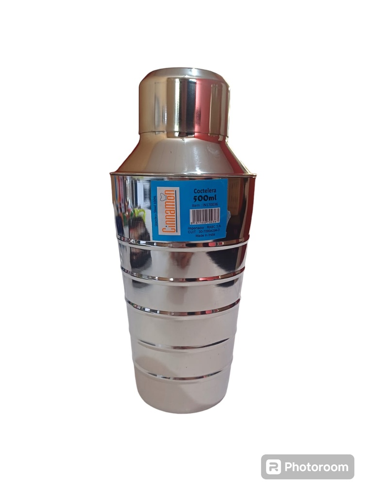 COCTELERA DE ACERO CON LINEAS 500ML